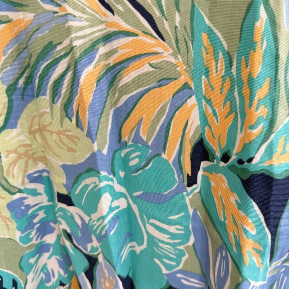 Talbots Linen Tropical Floral A-Line Maxi Skirt Side Zip Elastic Waist Sz 12 EUC - Picture 7 of 13